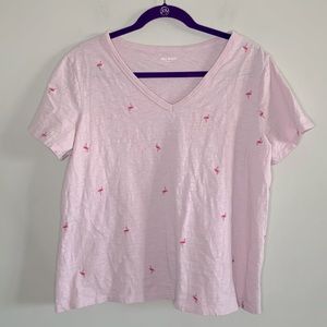 Old Navy Everywear Flamingo V-Neck Tee (L)
